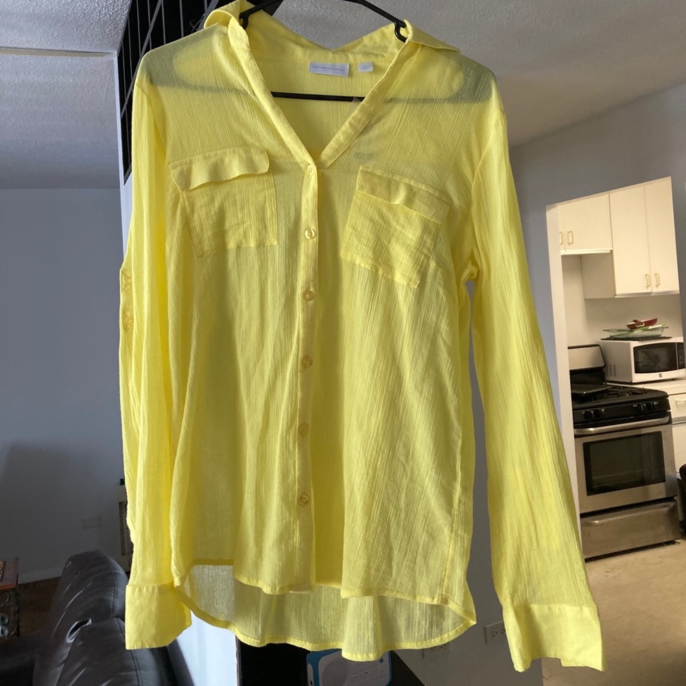 New York and Company Yellow Button Down. NWT S